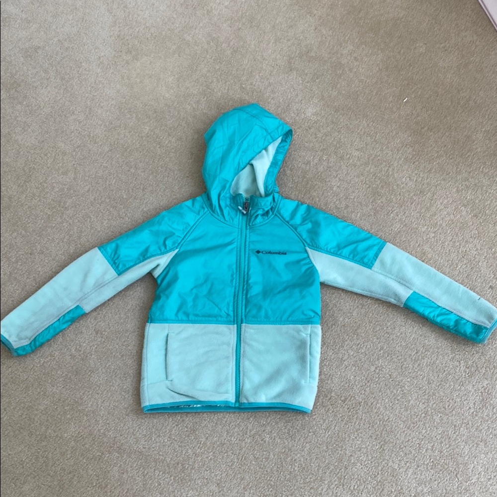 Girls XS teal Columbia Hooded Jacket